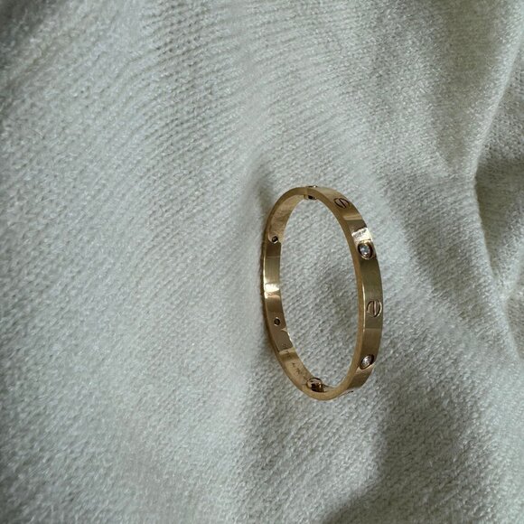 CARTIER 18K pink gold 4 Diamond LOVE BRACELET Size 16 - Picture 8 of 16